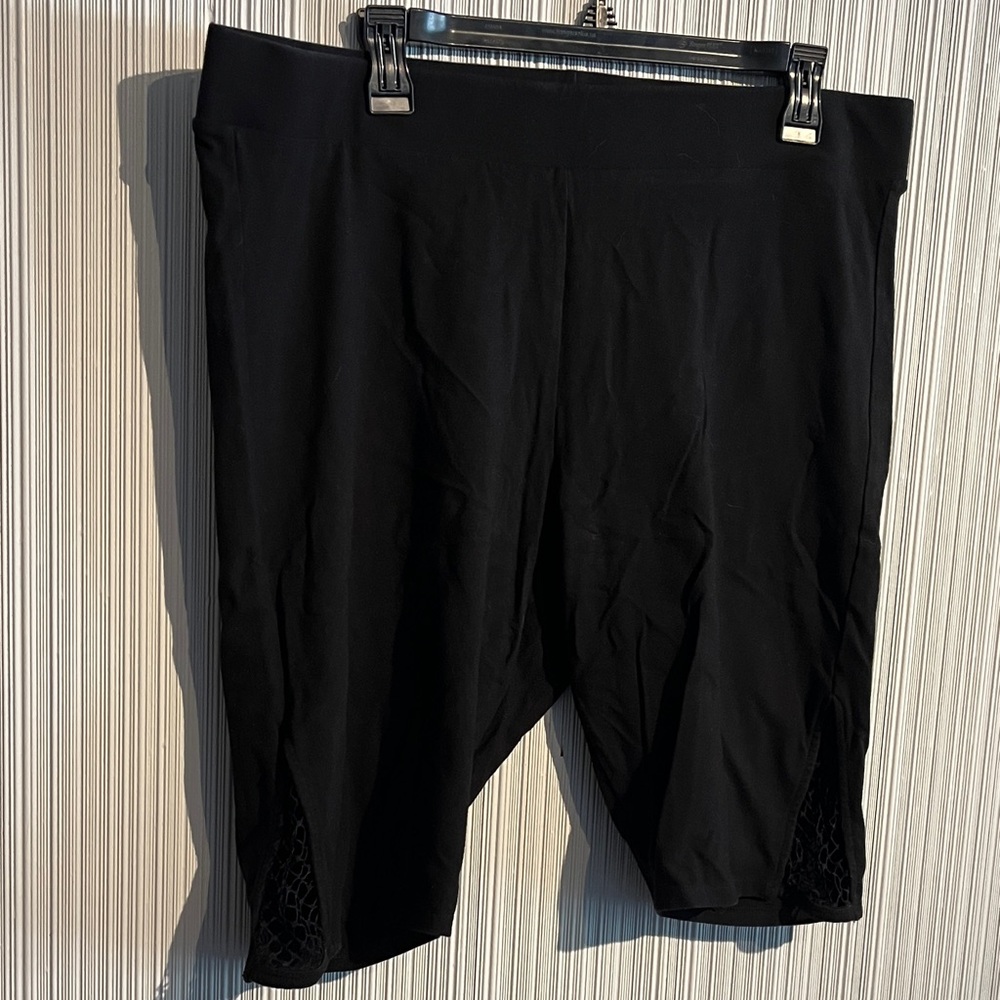 Plus size Torrid bike shorts with fishnet side detail